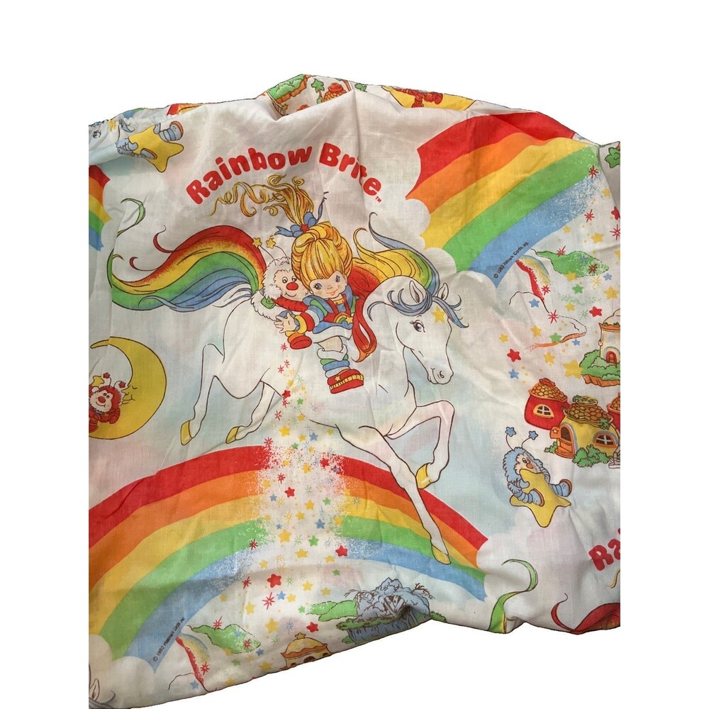 Rainbow Brite Fitted Sheet 1983 Vintage Hallmark Kids